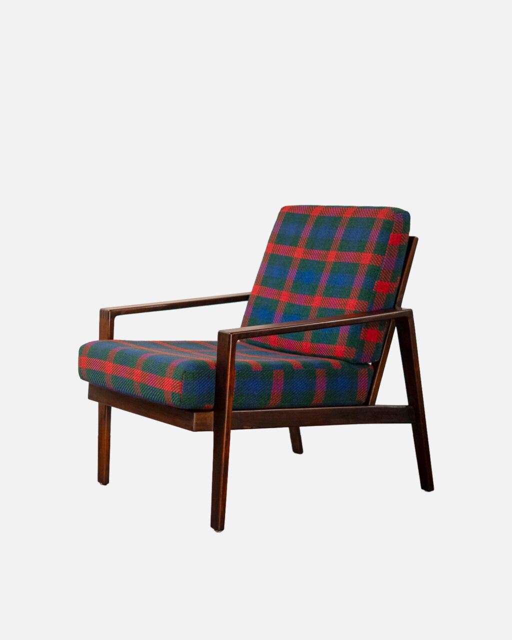 Butaca Knoll Antimott Mid-Century Tapizado Tartán