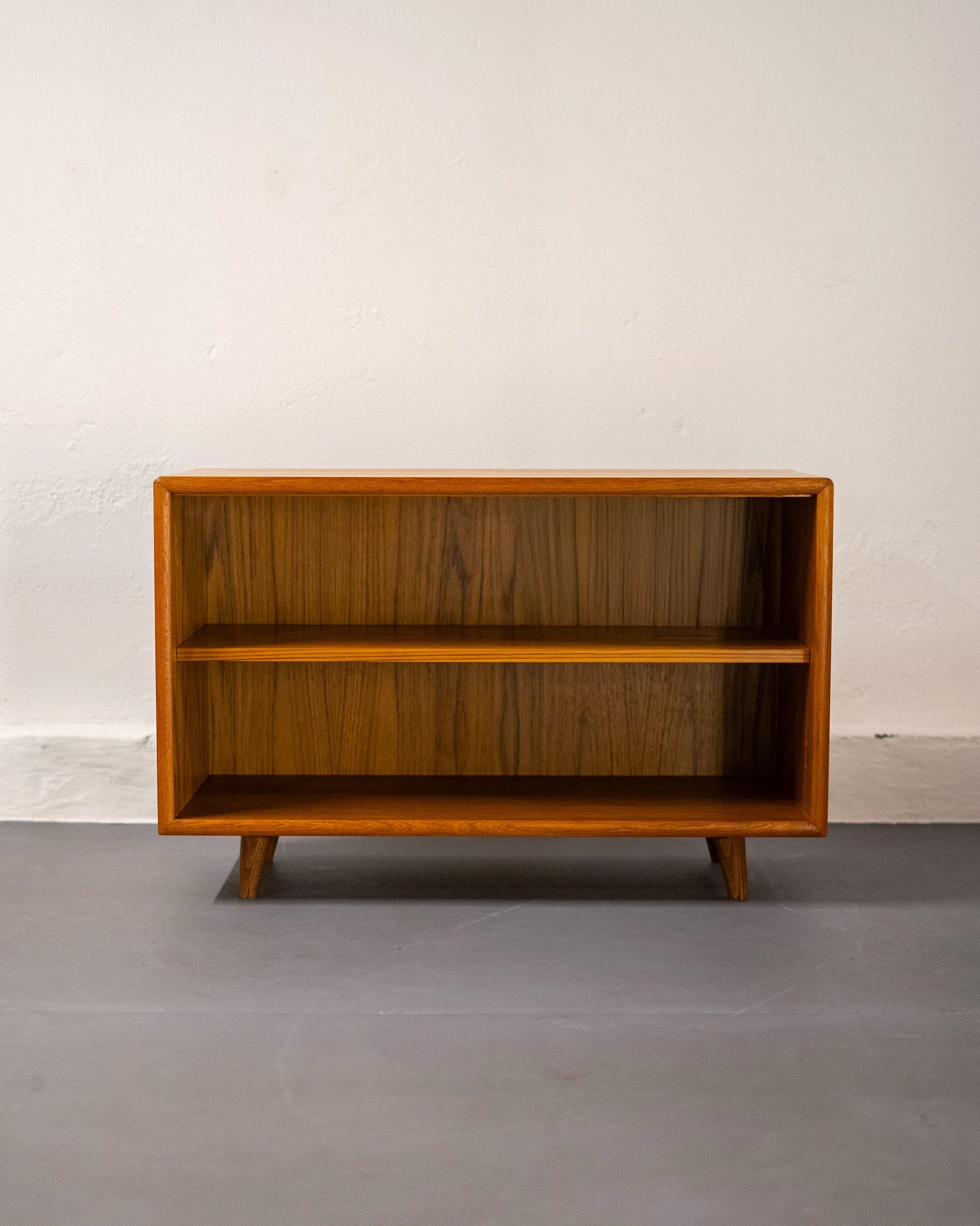 Danish Teak Low Bookshelf Open Shelves 1960s